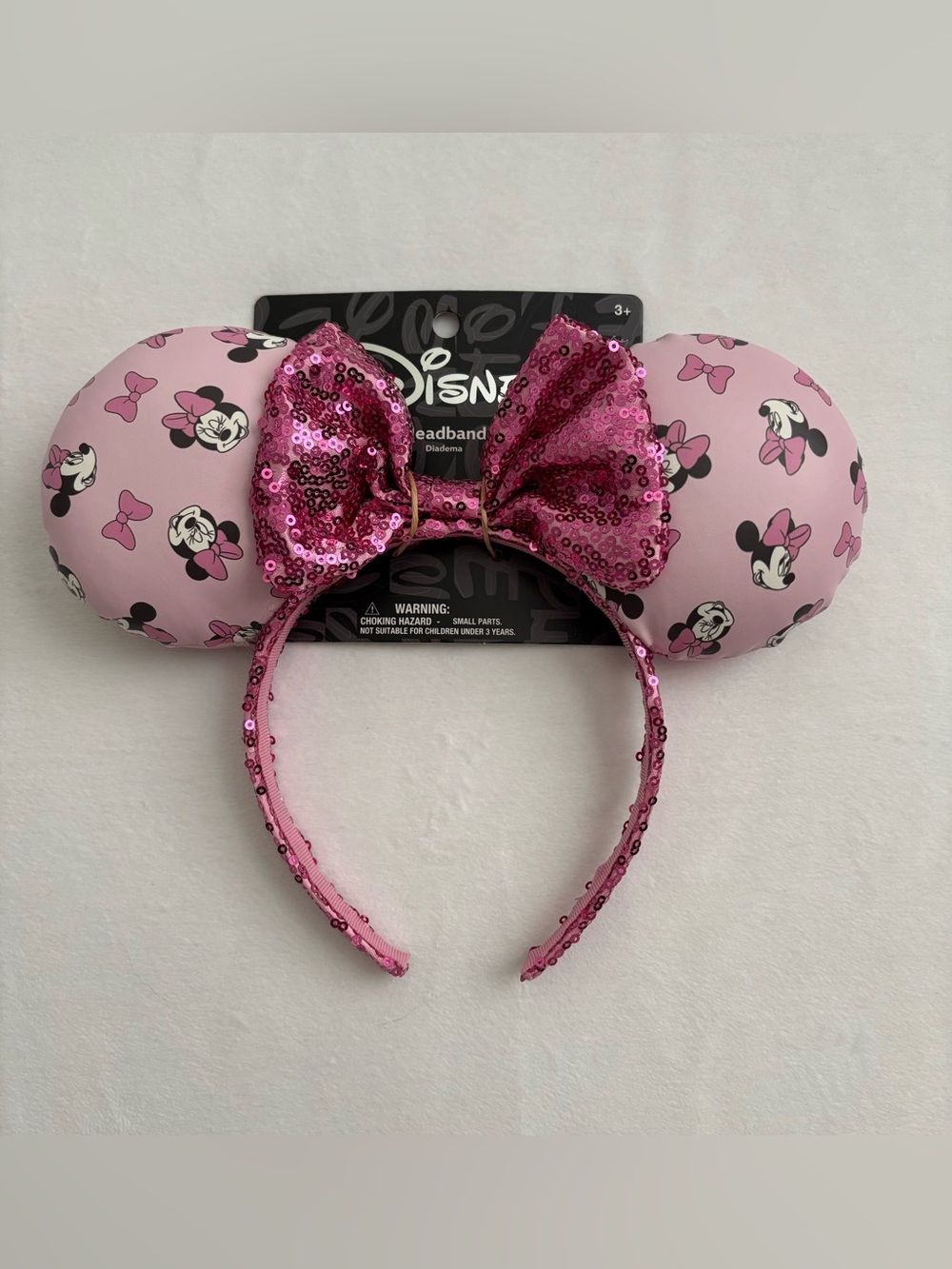 Aldi Disney Pink Minnie Mouse Ears Sequin Bow Headband NWT